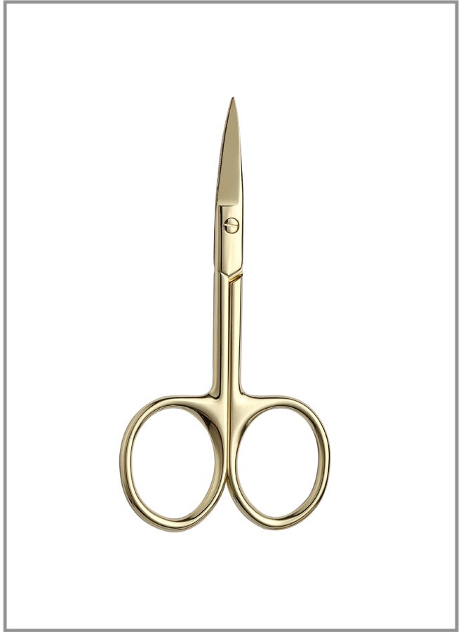 Stainless Steel Brow/Nose Hair Scissors with Type A Point Tips - 2.0mm Gold-Tone Type A (Blister Card Packaging) - Image 1